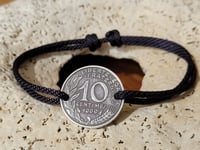 Image 2 of Bracelet ancienne monnaie Française plaqué argent 10 centimes France 