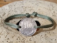 Image 5 of Bracelet ancienne monnaie Française plaqué argent 10 centimes France 