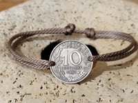 Image 1 of Bracelet ancienne monnaie Française plaqué argent 10 centimes France 