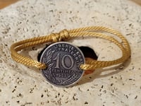 Image 3 of Bracelet ancienne monnaie Française plaqué argent 10 centimes France 