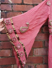 Image 2 of Sienna glitter wrap dress Pink heavily jewelled 