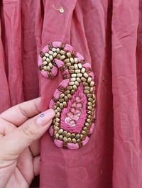 Image 4 of Sienna glitter wrap dress Pink heavily jewelled 
