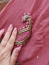 Image 8 of Sienna glitter wrap dress Pink heavily jewelled 
