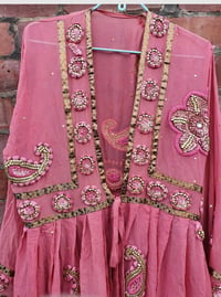 Image 9 of Sienna glitter wrap dress Pink heavily jewelled 