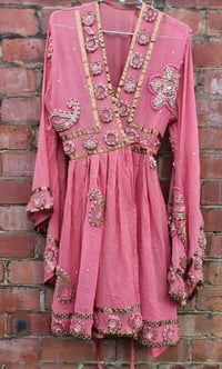 Image 10 of Sienna glitter wrap dress Pink heavily jewelled 