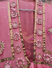 Image 11 of Sienna glitter wrap dress Pink heavily jewelled 