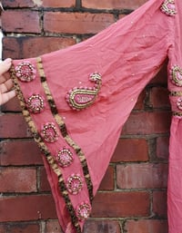 Image 12 of Sienna glitter wrap dress Pink heavily jewelled 