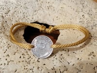 Image 3 of Bracelet ancienne monnaie Française  plaqué argent vieilli 5 centimes France 