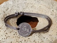 Image 5 of Bracelet ancienne monnaie Française  plaqué argent vieilli 5 centimes France 