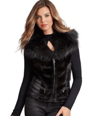 Image 2 of GUESS fur lined pleather moto vest