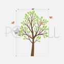 Vinyl Wall Decal Art - Garden Tree With Birds - 056