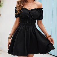 black peasant style dress