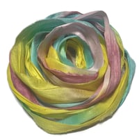 Image 1 of 10YD.  KALEIDOSCOPE  HAND DYED RECYCLED SARI SILK RIBBON BUNDLES by COLOR KISSED SILK