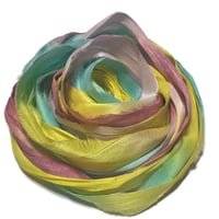 Image 4 of 10YD.  KALEIDOSCOPE  HAND DYED RECYCLED SARI SILK RIBBON BUNDLES by COLOR KISSED SILK