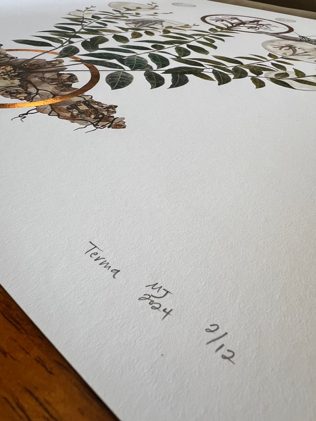 Terma - Limited edition hand-gilded copper leaf print