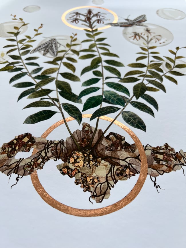 Terma - Limited edition hand-gilded copper leaf print