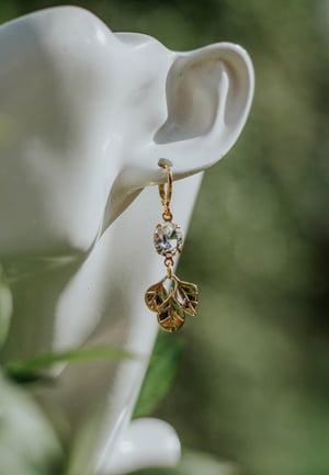 Image of Elnora Crystal Leaf Earrings