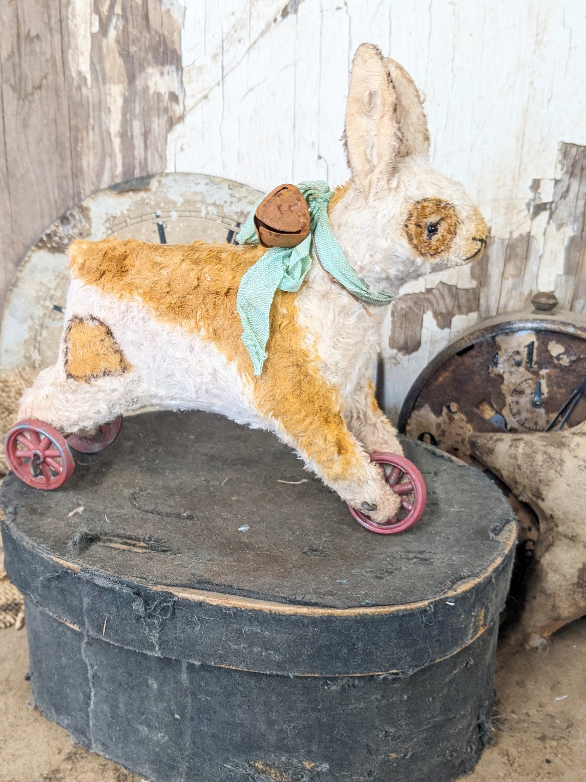 Big offers Wooden Vintage Rabbit on wheels