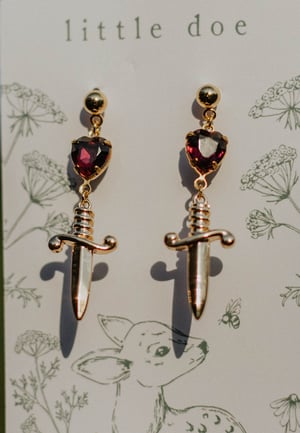 Image of Garnet Dagger Earrings