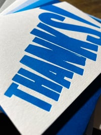 Image 2 of Thanks! | Typographic Letterpress Card | Fluorescent Blue