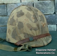 Image 6 of WWII M1 USMC Helmet Front Seam & Westinghouse Liner 4th Marine Division ATF Camo Cover.