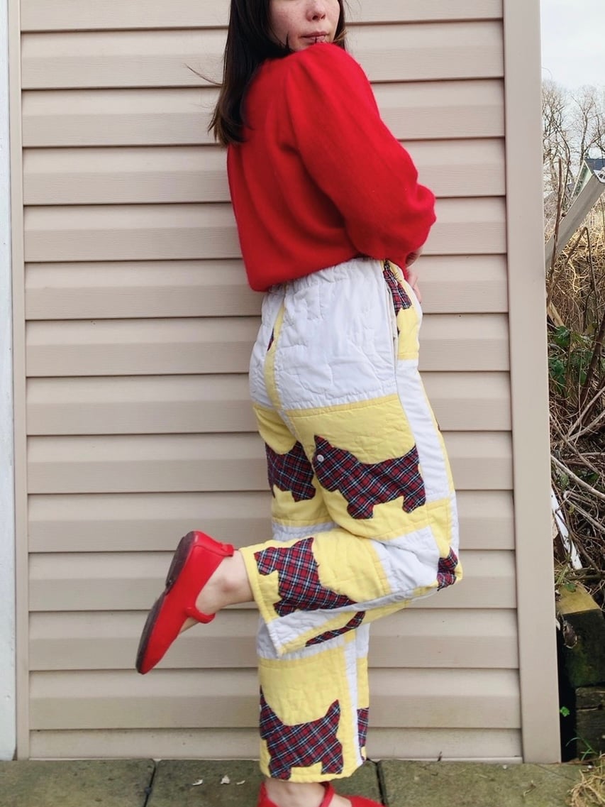 Image of Quilt High Waisted Pants - Scottie Dogs