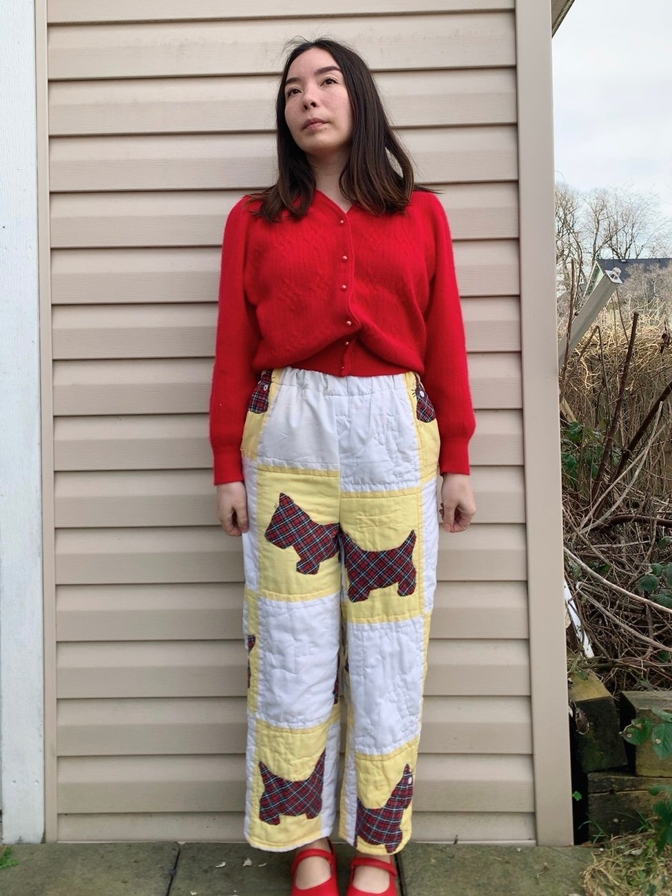 Image of Quilt High Waisted Pants - Scottie Dogs