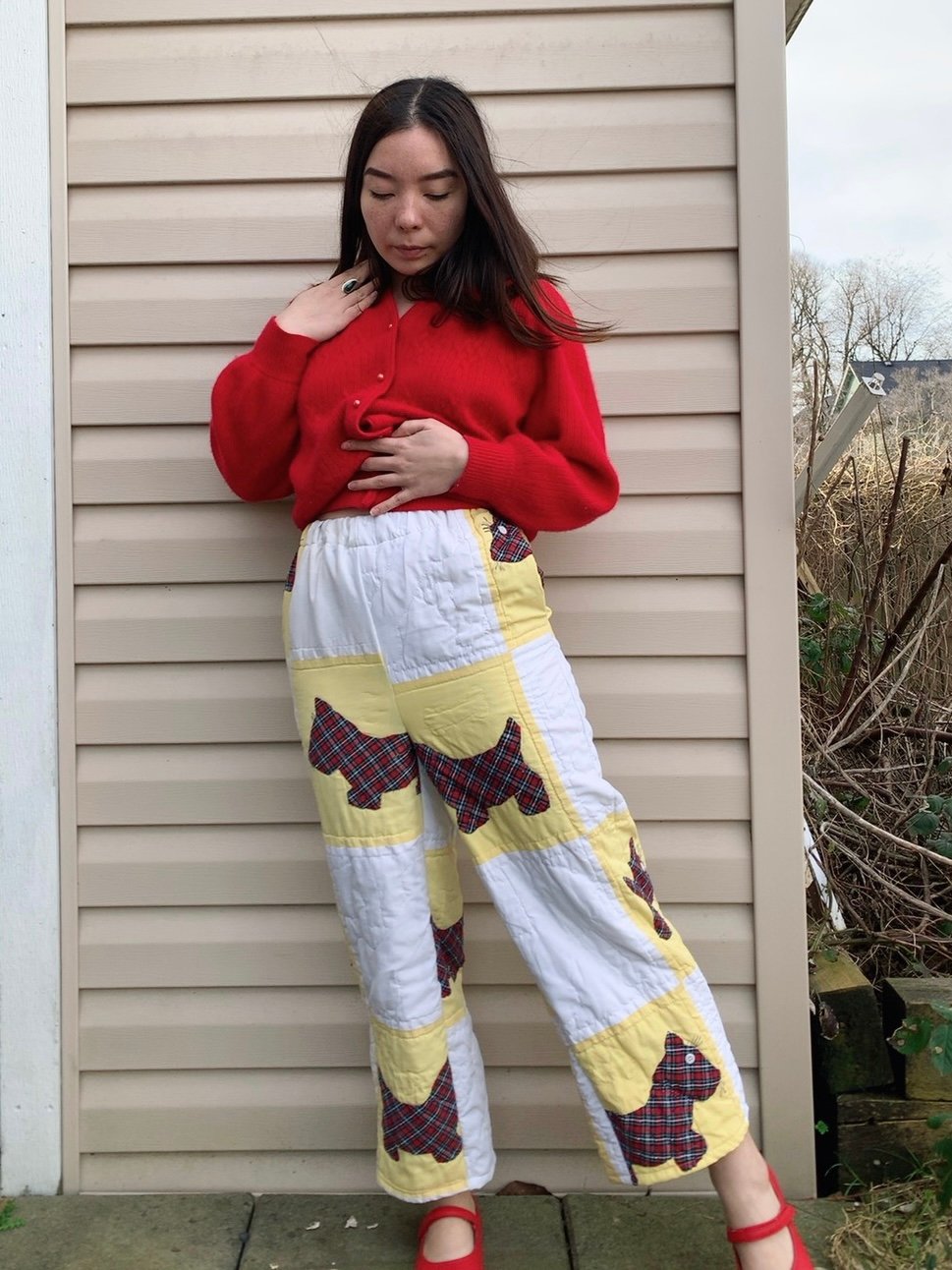 Image of Quilt High Waisted Pants - Scottie Dogs