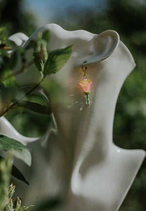 Image of Flower Bead Huggies ~ Gold