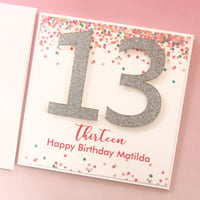 Image 8 of Glitter & Confetti. Number Birthday Card. Personalised Birthday Card.