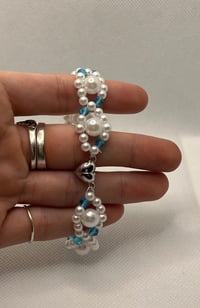 Sky Blue & White Pearl Bracelet
