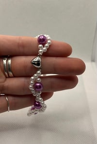 Purple & White Beaded Bracelet