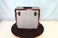 Image 7 of LP Record Storage, Solid Wood Carry Case with Smoked Emu Leather, Solid Copper Corners, #0293