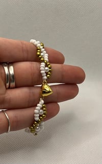 Gold & White Pearl Beaded Bracelet