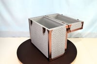 Image 18 of LP Record Storage, Solid Wood Carry Case with Smoked Emu Leather, Solid Copper Corners, #0293