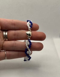 Blue & White Pearl Beaded Bracelet
