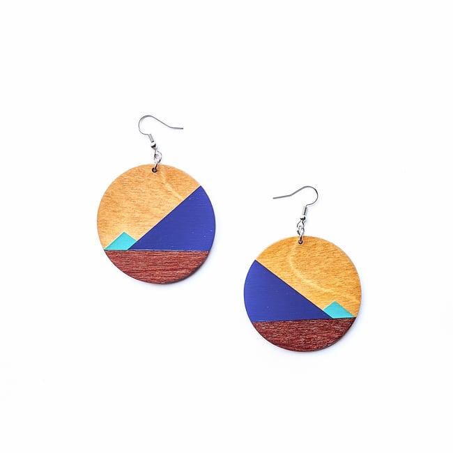 Nova Abstract Color Block Wood Earrings