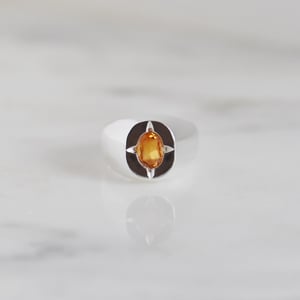 Image of Honey Yellow Citrine oval cut silver signet ring