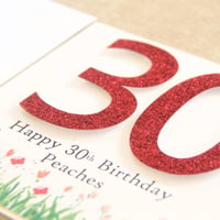 Image 2 of Glitter & Butterfly. Number Birthday Card. Personalised Birthday Card.