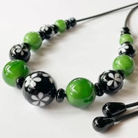Image 4 of Black and White with Sage Green Necklace