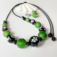 Image 1 of Black and White with Sage Green Necklace