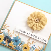 Image 9 of Personalised Birthday Card for Her. Handmade Happy Birthday Card. Yellow.