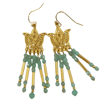 LAST PAIR - Gold Filigree Lotus Earrings - Aquamarine Crystal