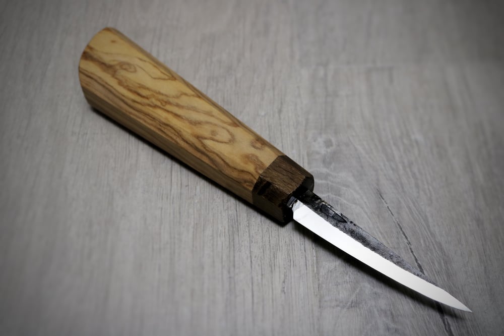 Image of 70mm slöjd with olive wood and fumed oak handle