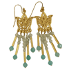 LAST PAIR - Gold Filigree Lotus Earrings - Seafoam & Amazonite