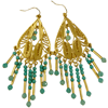 ISLA - Gold Filigree Turquoise & Amazonite Fringe Earrings