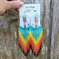 Image 2 of Desert Skies Fringe Earrings | Beaded Southwestern Earrings