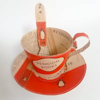 Image 2 of Paper Teacup, Saucer and Spoon Set