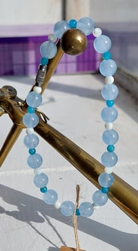 Sky blue Agate, Apatite and Mother of Pearl Anklet