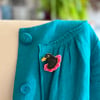 Blackbird In Pink Hand Embroidered Brooch